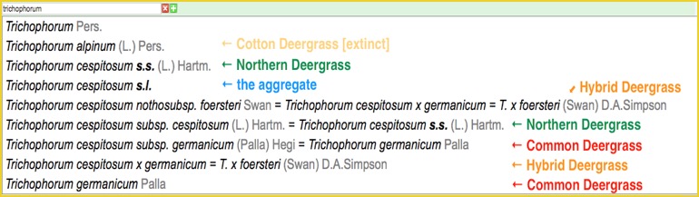 DDb options for Trichophorum selection narrow